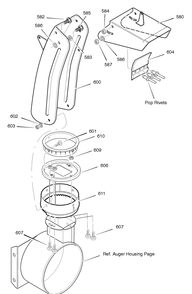 Discharge Chute Diagram and Parts List for C950-52461-0 2004 Briggs and Stratton Snow Blower